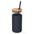 Neon covered glass tumbler with straw