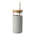 Neon covered glass tumbler with straw gray