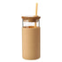 Neon covered glass tumbler with straw gold